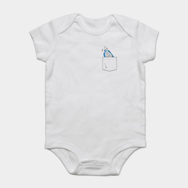 Blue Budgie Parakeet Parrot In Your Front Pocket Baby Bodysuit by Einstein Parrot